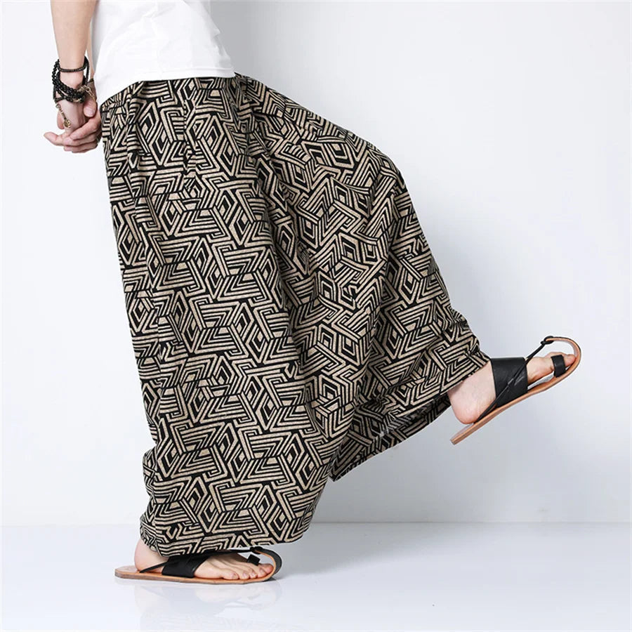 Pantalones Harem de tendencia Hip Hop para hombre, ropa informal suelta informal, pantalones para correr con estampado Retro, pantalones de pierna ancha, pantalones de chándal para hombre de gran tamaño