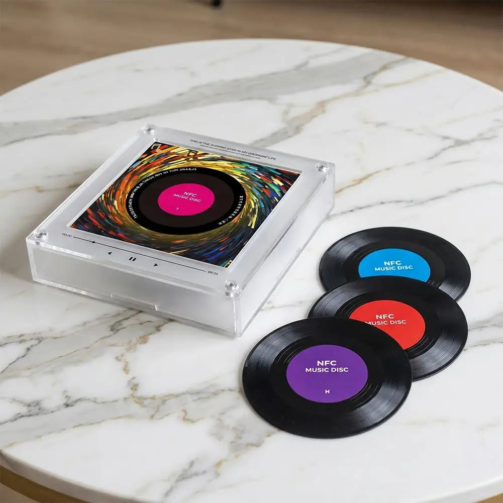 Reproductor de Música Acrílico con Parche Magnético NFC y Altavoz Integrado - Diseño Personalizable, No Requiere Teléfono, Reproducción Automática