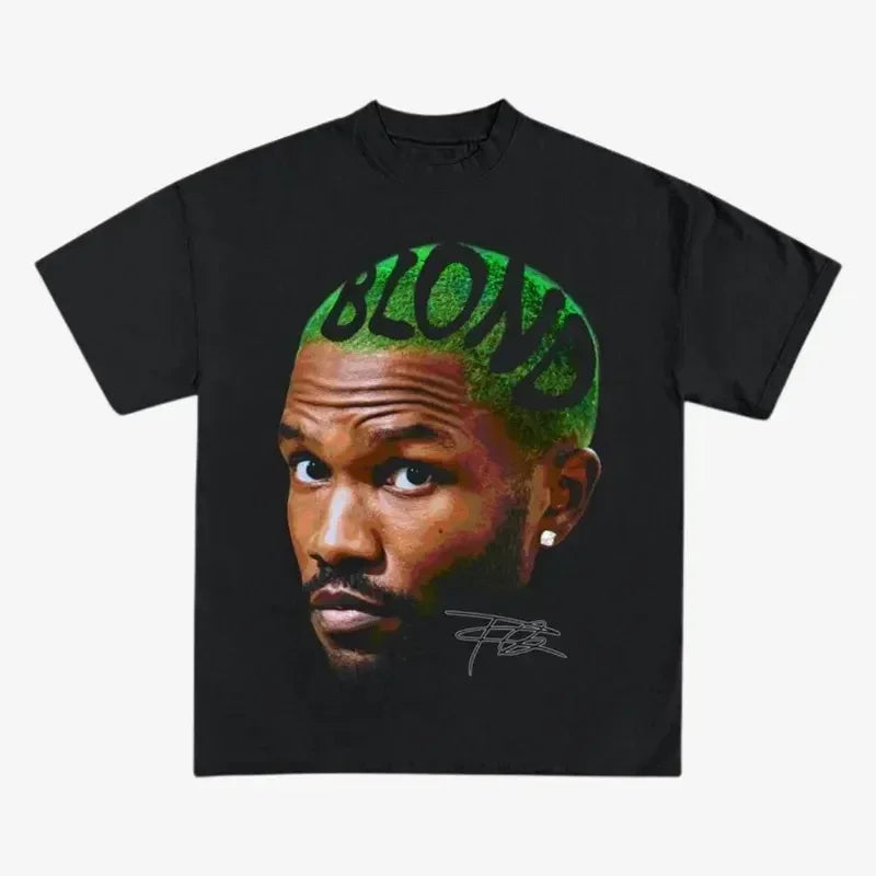 Camiseta con gráfico Retro de rapero Frank para hombre, ropa de álbum oceánico de Hip Hop, camisetas Y2k, Camiseta de algodón de gran tamaño Rubio Unisex a la moda
