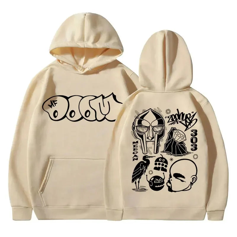 Rapero Mf Doom Madvillain Metal Face estampado gráfico Sudadera con capucha hombres mujeres Hip Hop moda sudadera hombres polar sudaderas con capucha de gran tamaño