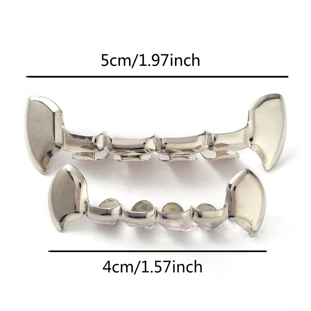 Juego de dientes chapados en plata, colmillo de payaso decorativo de hip hop para Halloween, 1 ud./1 Uds.