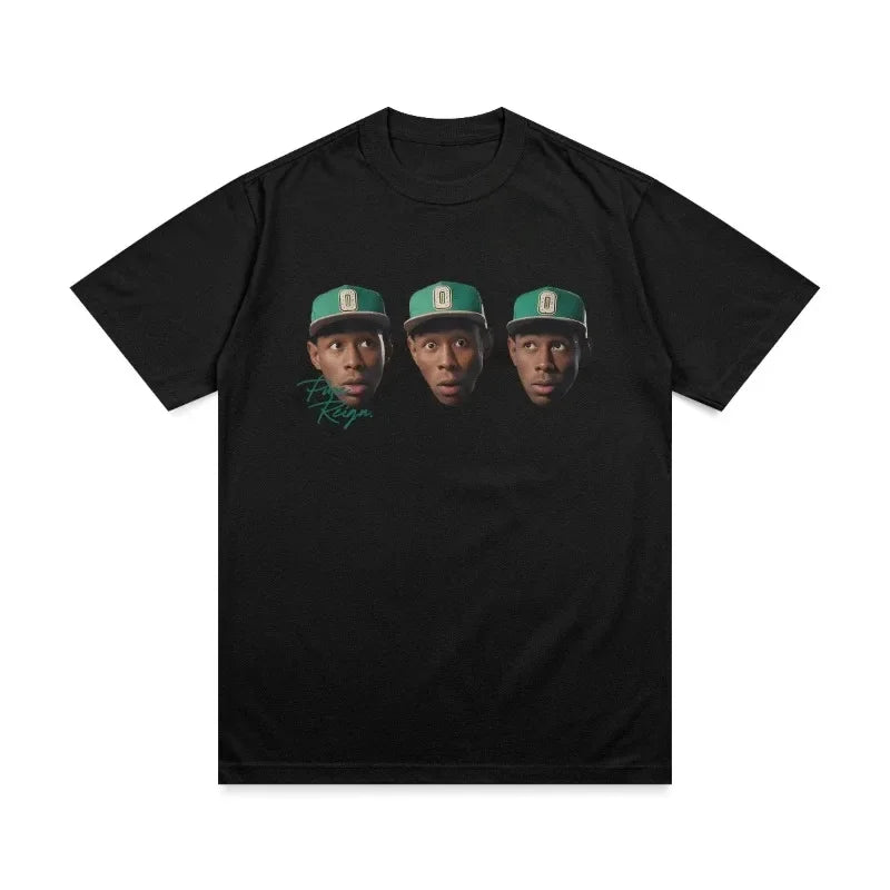 Camiseta con patrón de cabeza de Tyler The Creator, camiseta de manga corta de verano para mujer, camiseta Retro Hip Hop Rap Singer Cactus Jack, Top Y2k