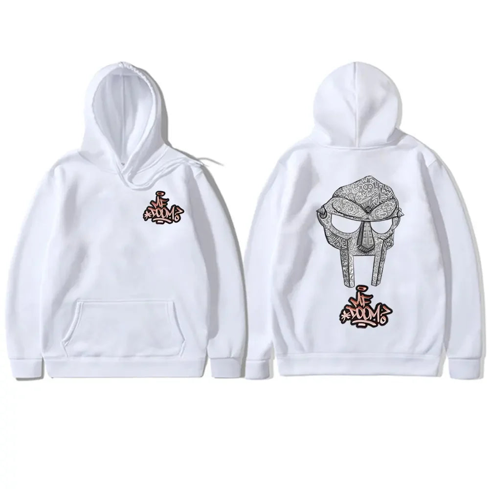 Sudadera con capucha con estampado de doble cara de rapero Mf Doom Face, jersey de gran tamaño para hombre, sudaderas con capucha Vintage de Hip Hop Rap, Tops