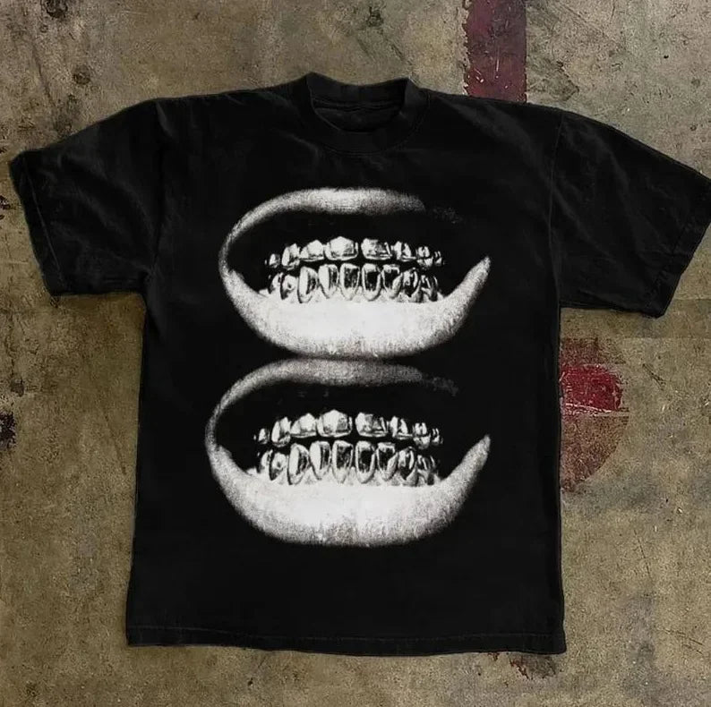 Camisetas Vintage informales con estampado Y2k para mujer, ropa de calle de manga corta con cuello redondo, camiseta gótica Harajuku, Top corto, ropa para hombre y niño 2000