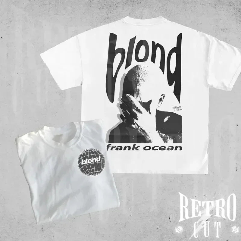 Camiseta con gráfico Retro de rapero Frank para hombre, ropa de álbum oceánico de Hip Hop, camisetas Y2k, Camiseta de algodón de gran tamaño Rubio Unisex a la moda