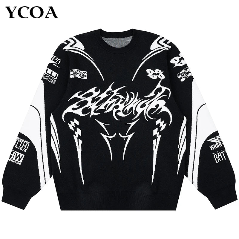 Suéter de invierno para hombre, abrigo de punto, Tops góticos de manga larga de gran tamaño, ropa de calle de moda coreana Y2k, jersey de Harajuku, ropa