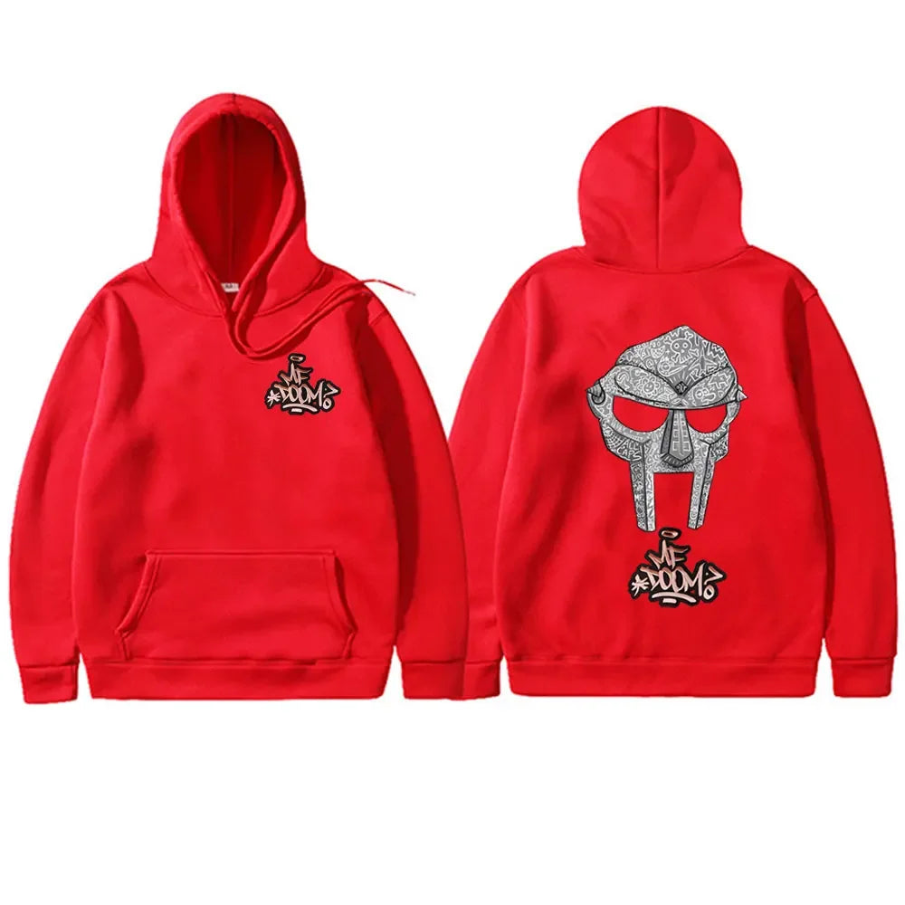 Sudadera con capucha con estampado de doble cara de rapero Mf Doom Face, jersey de gran tamaño para hombre, sudaderas con capucha Vintage de Hip Hop Rap, Tops