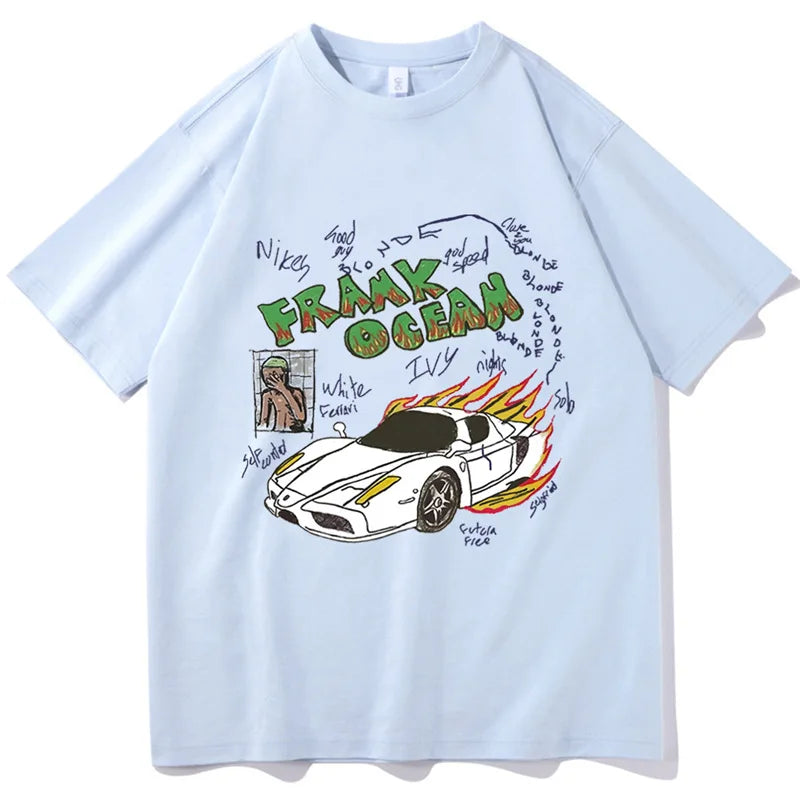Camisetas de música R&B Frank O-ocean Blond, camisetas de moda para hombres y mujeres, camisetas geniales, ropa de verano 100% de algodón, camisetas de ritmo y blues