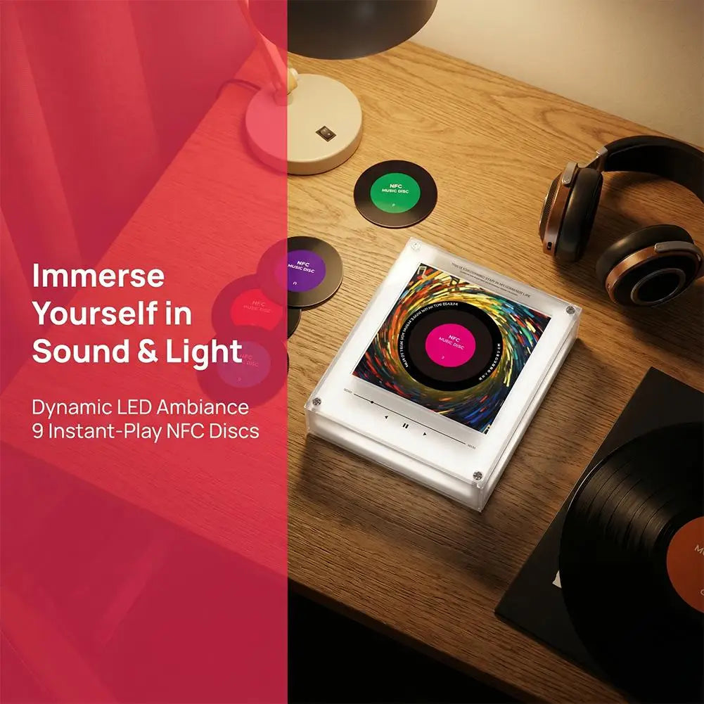 Reproductor de Música Acrílico con Parche Magnético NFC y Altavoz Integrado - Diseño Personalizable, No Requiere Teléfono, Reproducción Automática