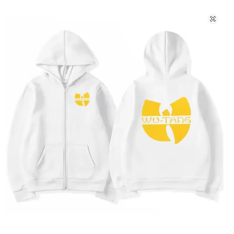 Sudadera con capucha con gráficos Hip Hop Années 90 Wu Clan T-Tangs para hombre y mujer, chaqueta punk con cremallera, abrigo gótico de manga larga de lana, ropa de calle holgada