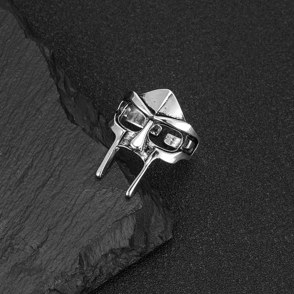 Anillo de articulación ajustable para hombre, máscara gótica Vintage Mf Doom, gladiador, Punk, faraón egipcio, joyería abierta