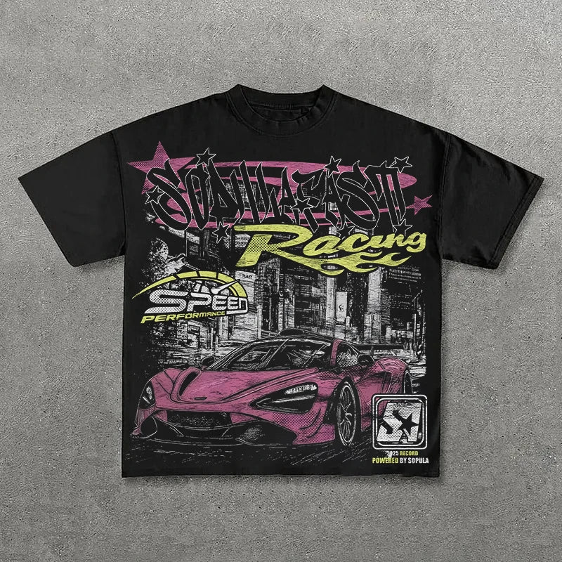 Camiseta gráfica para hombre y mujer, Top Vintage, ropa informal estilo Hip Hop, camiseta de gran tamaño, ropa informal de manga corta, camiseta de moda de verano