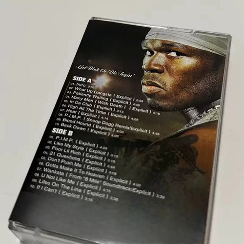"Get Rich or Die Tryin'" - Álbum de Estreno en Cassette Retro, Punto de Referencia del Hip-Hop de los Principios del 2000, Ideal para Coleccionistas de Rap