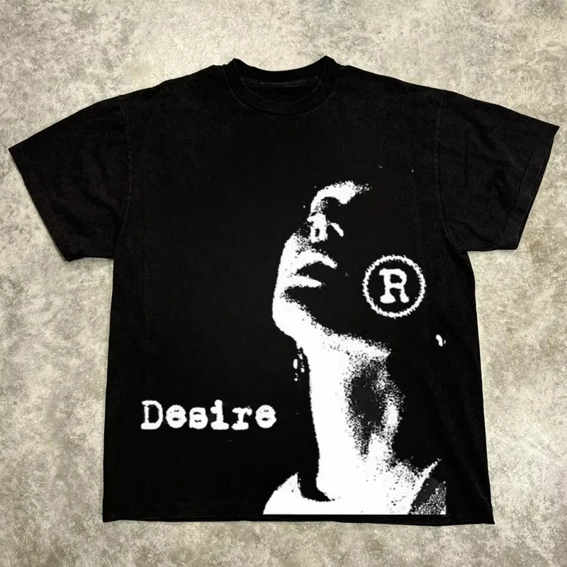 Camiseta gráfica para hombre y mujer, Top Vintage, ropa informal estilo Hip Hop, camiseta de gran tamaño, ropa informal de manga corta, camiseta de moda de verano
